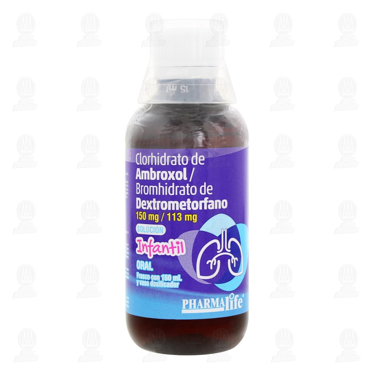 Ambroxol, Dextrometorfano 150mg/113mg Soluci&oacute;n Infantil, 150 ml Pharmalife. image number 1
