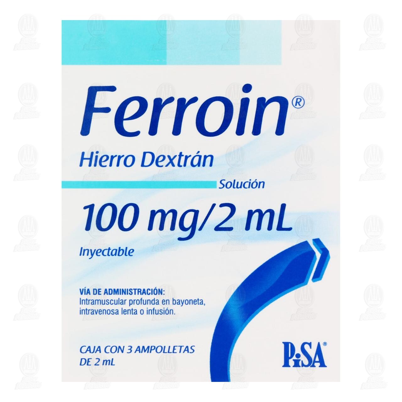 Ferroin 100mg/2ml Soluci&oacute;n Inyectable 3 Ampolletas, 2 ml c/u. image number 1