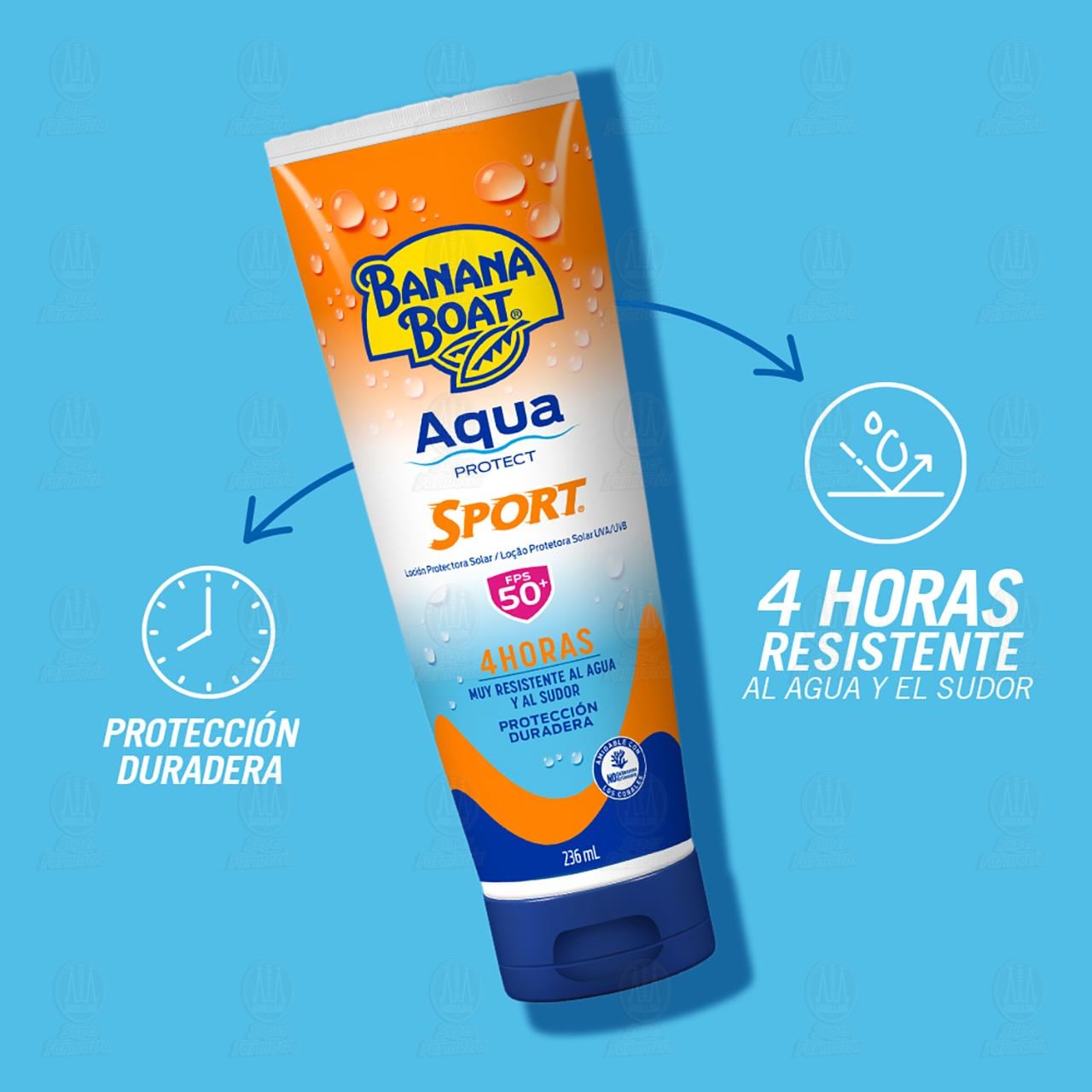 Cladding Protector Banan Protector Solar Banana Boat Aqua Protect Sport en Loción FPS50+, 236 ml ...