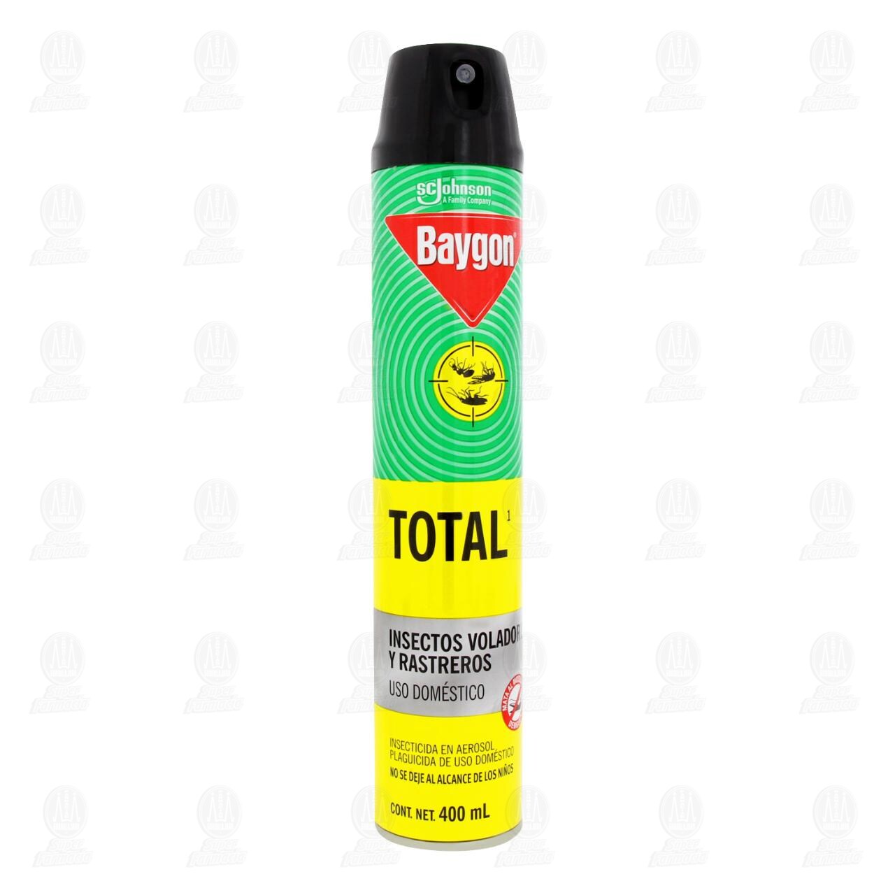 Insecticida Baygon Total en Aerosol para Insectos Voladores y Rastreros, 400 ml.