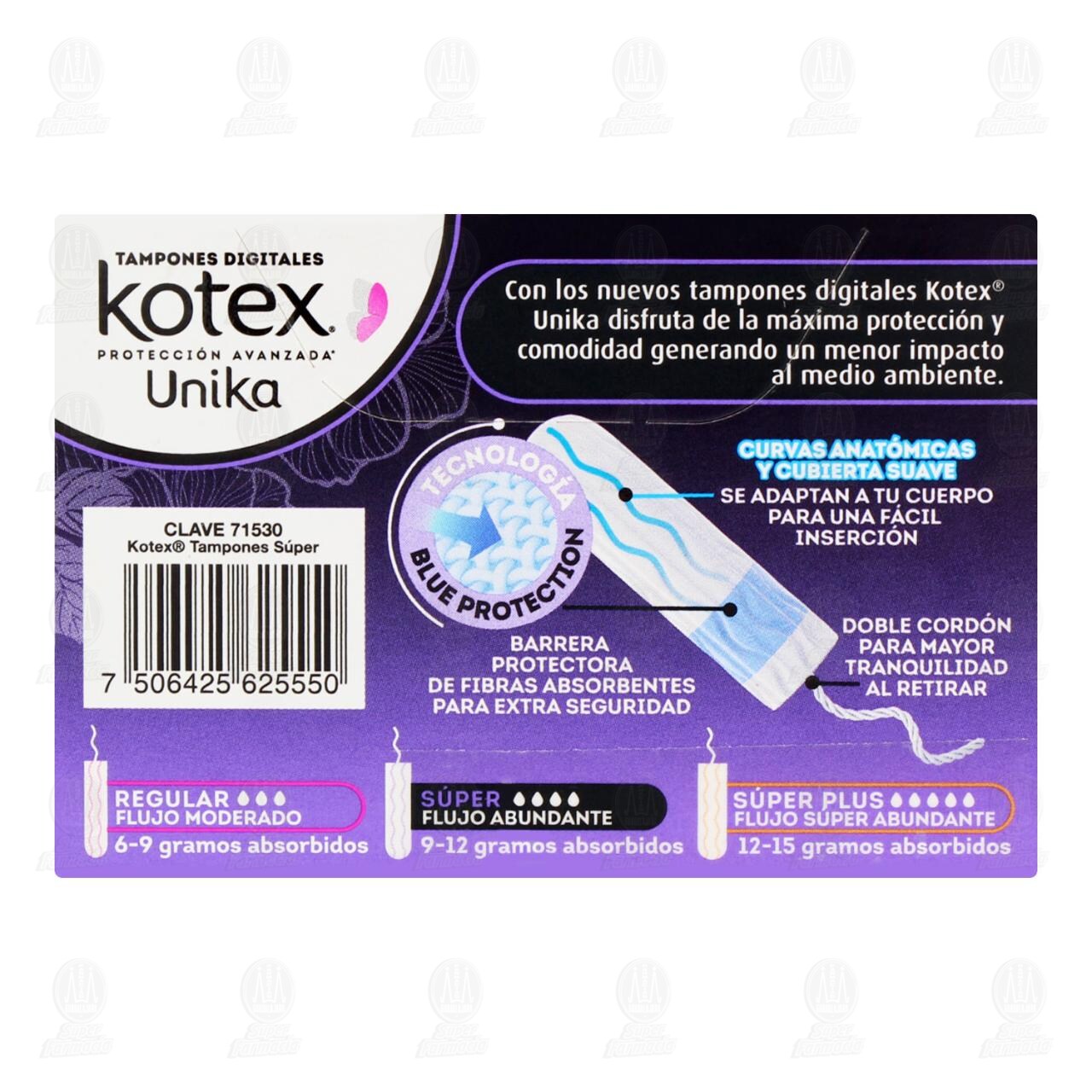 Tampones Digitales Kotex Unika Súper Sin Aplicador, 12 pzas. image number 2