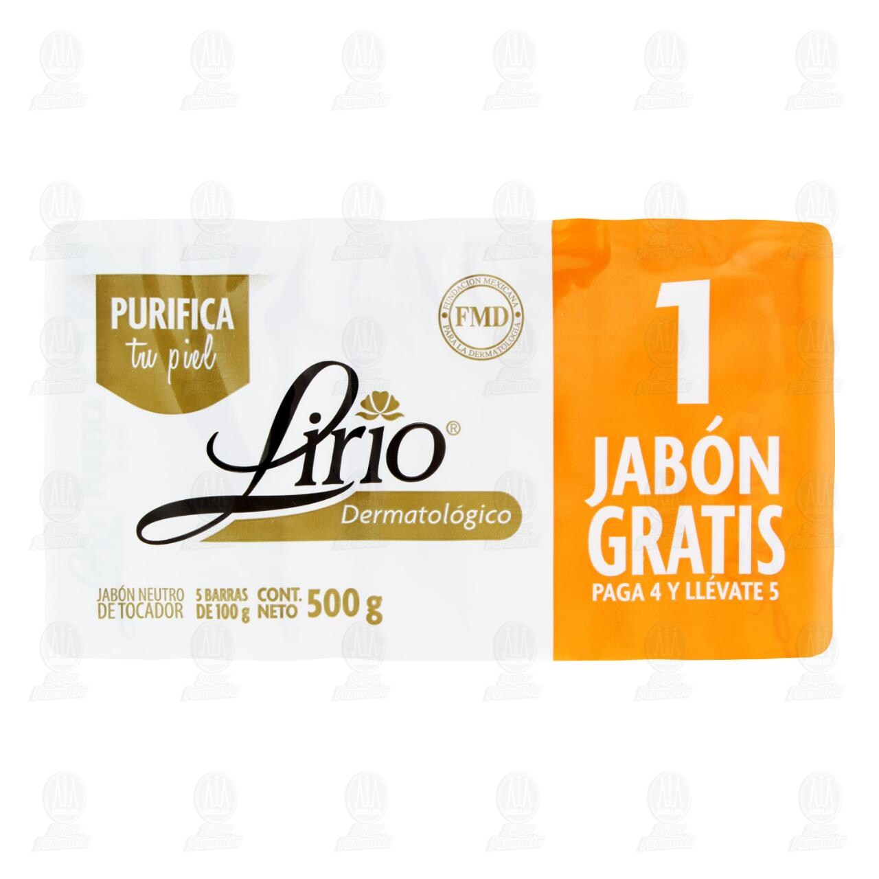 Pack Jab&oacute;n de Tocador Lirio Dermatol&oacute;gico, 5 pzas de 100 gr c/u. image number 1