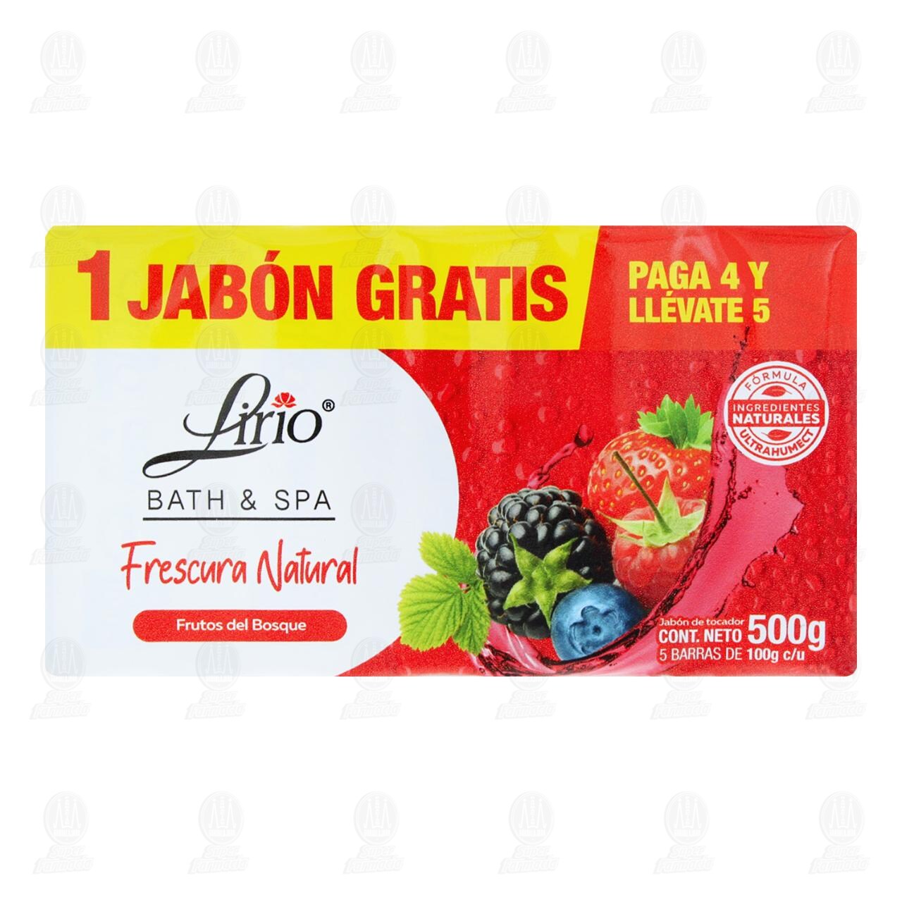 Pack Jab&oacute;n de Tocador Lirio Bath & Spa Frutos del Bosque, 5 pzas de 100 gr c/u. image number 1