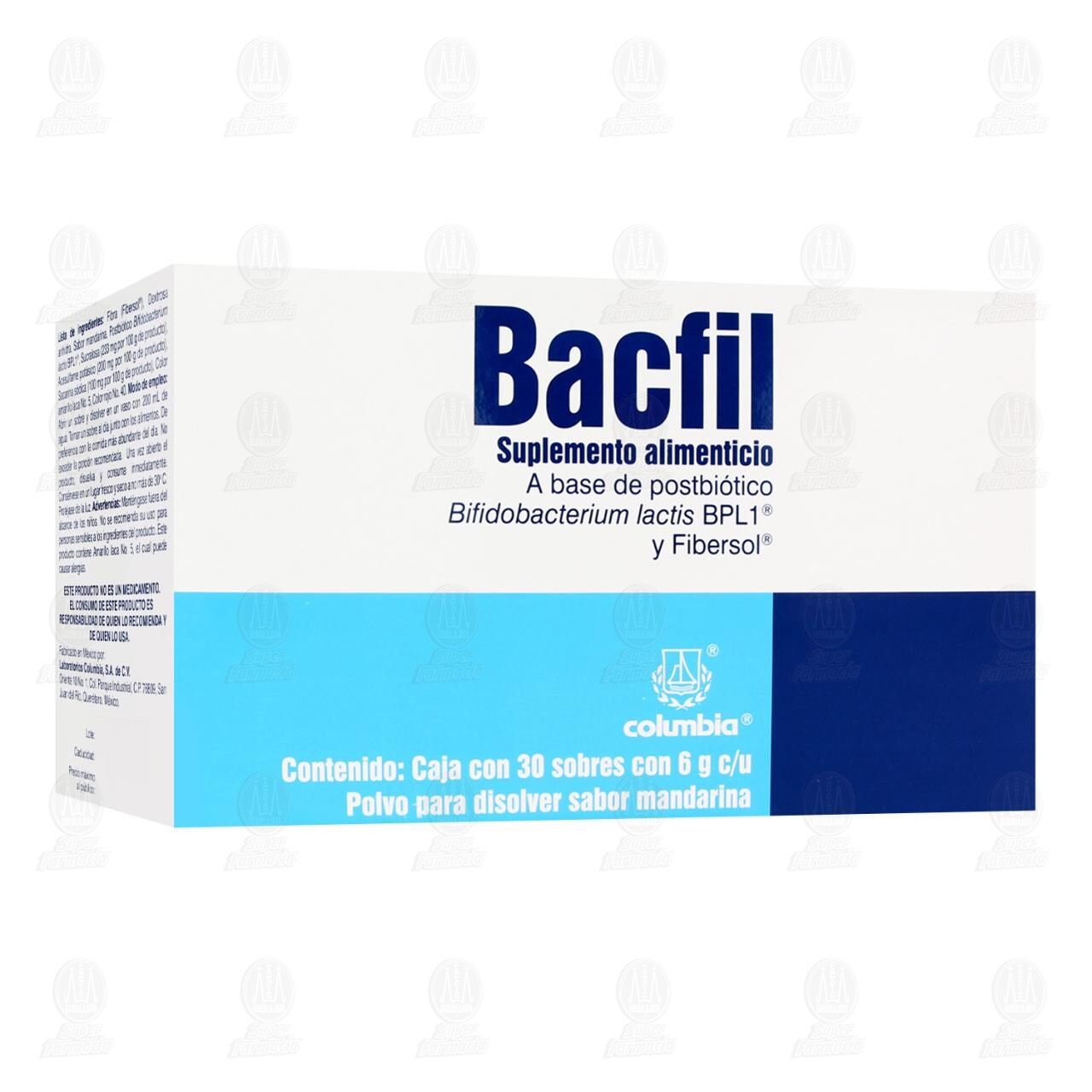 Bacfil 6 gr sabor Mandarina, 30 Sobres. image number 0