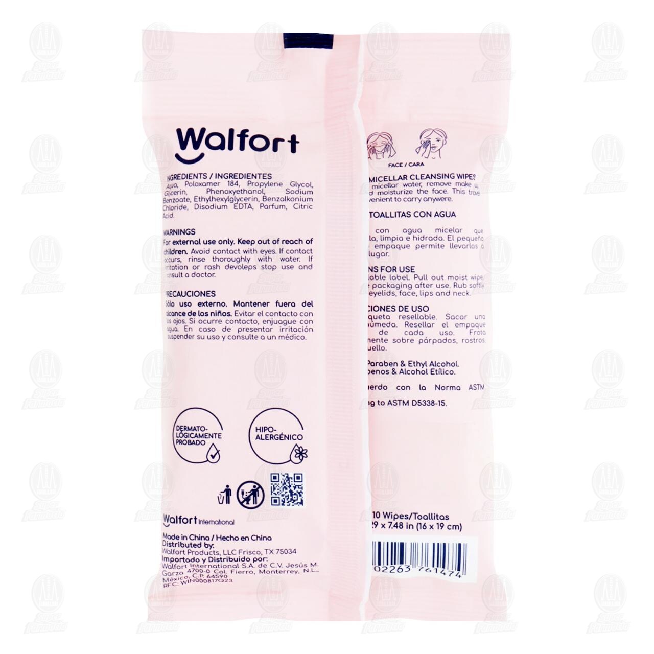 Toallitas Húmedas Walfort Agua Micelar, 10 pzas. image number 1