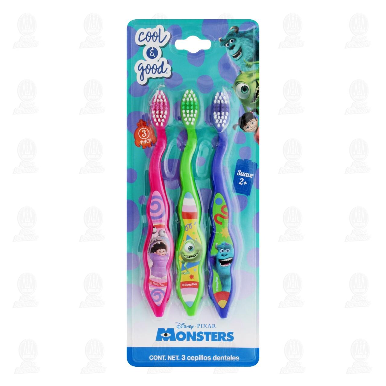 Cepillo Dental Cool Good Monsters Inc 3 Pzas 