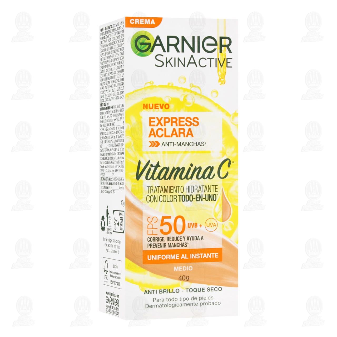 Imagen para Crema Garnier Skin Active Express Aclara Anti-Manchas con Color Medio FPS50, 40 gr.