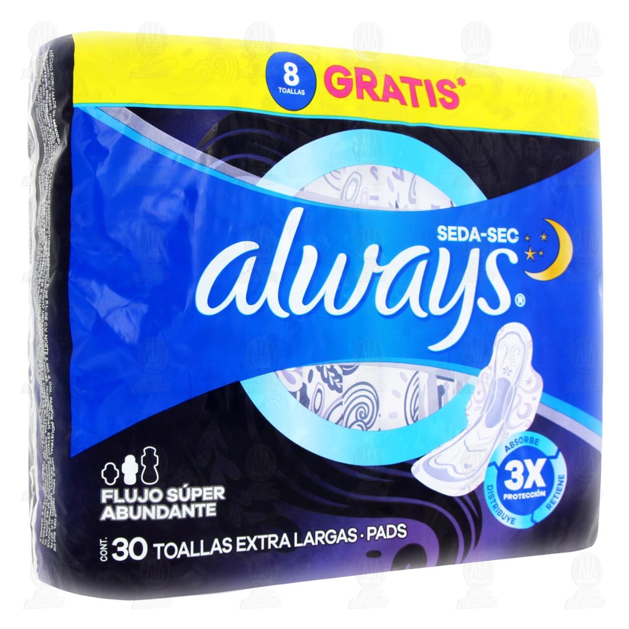 Toallas Femeninas Always Nocturna Extra Largas Seda-Sec, 30 pzas.