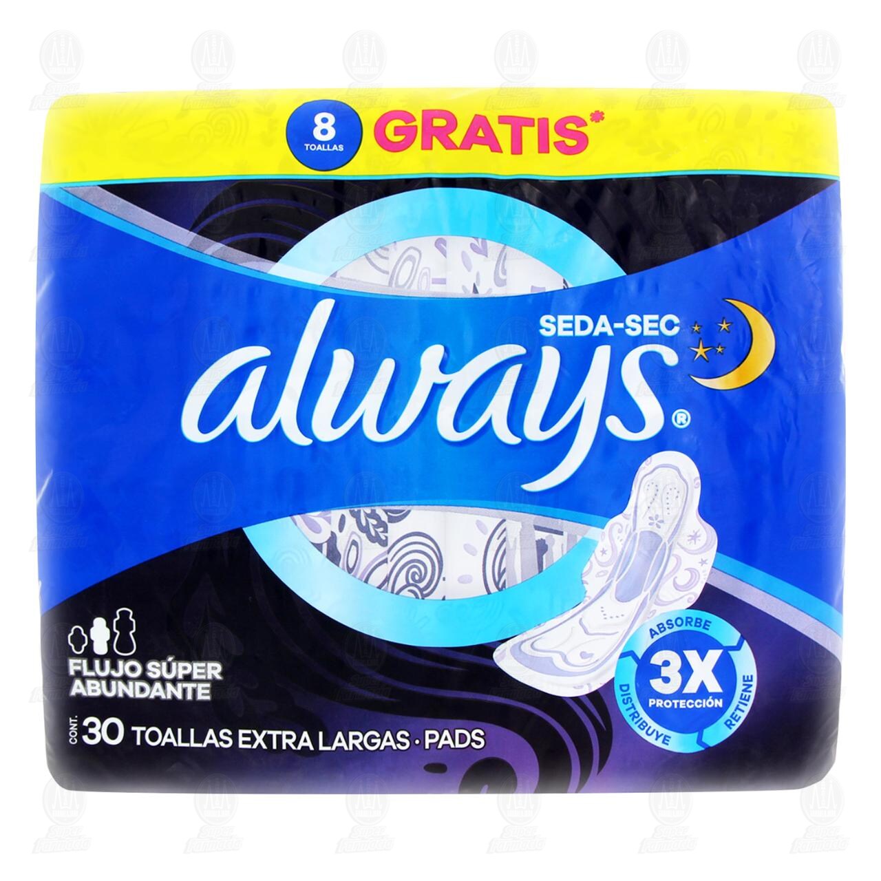 Toallas Femeninas Always Nocturna Extra Largas Seda-Sec, 30 pzas. image number 1