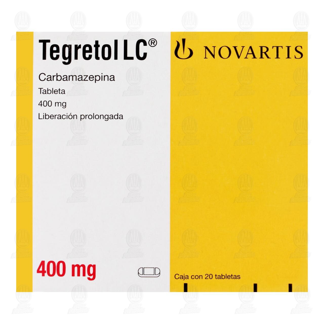 Tegretol LC 400 mg, 20 Tabletas. image number 1
