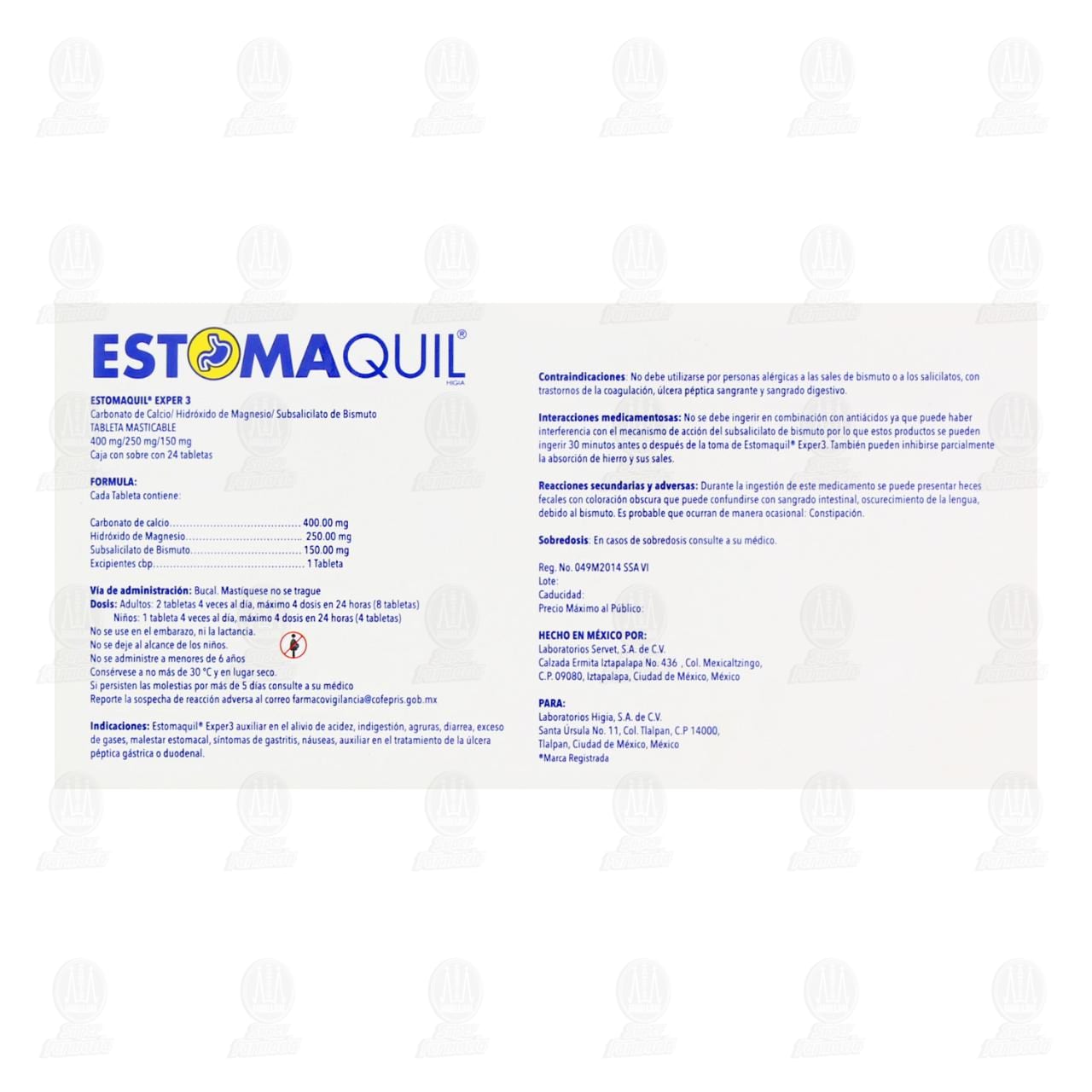 Estomaquil Exper3 400mg/250mg/150mg Sabor Menta, 24 Tabletas. image number 2