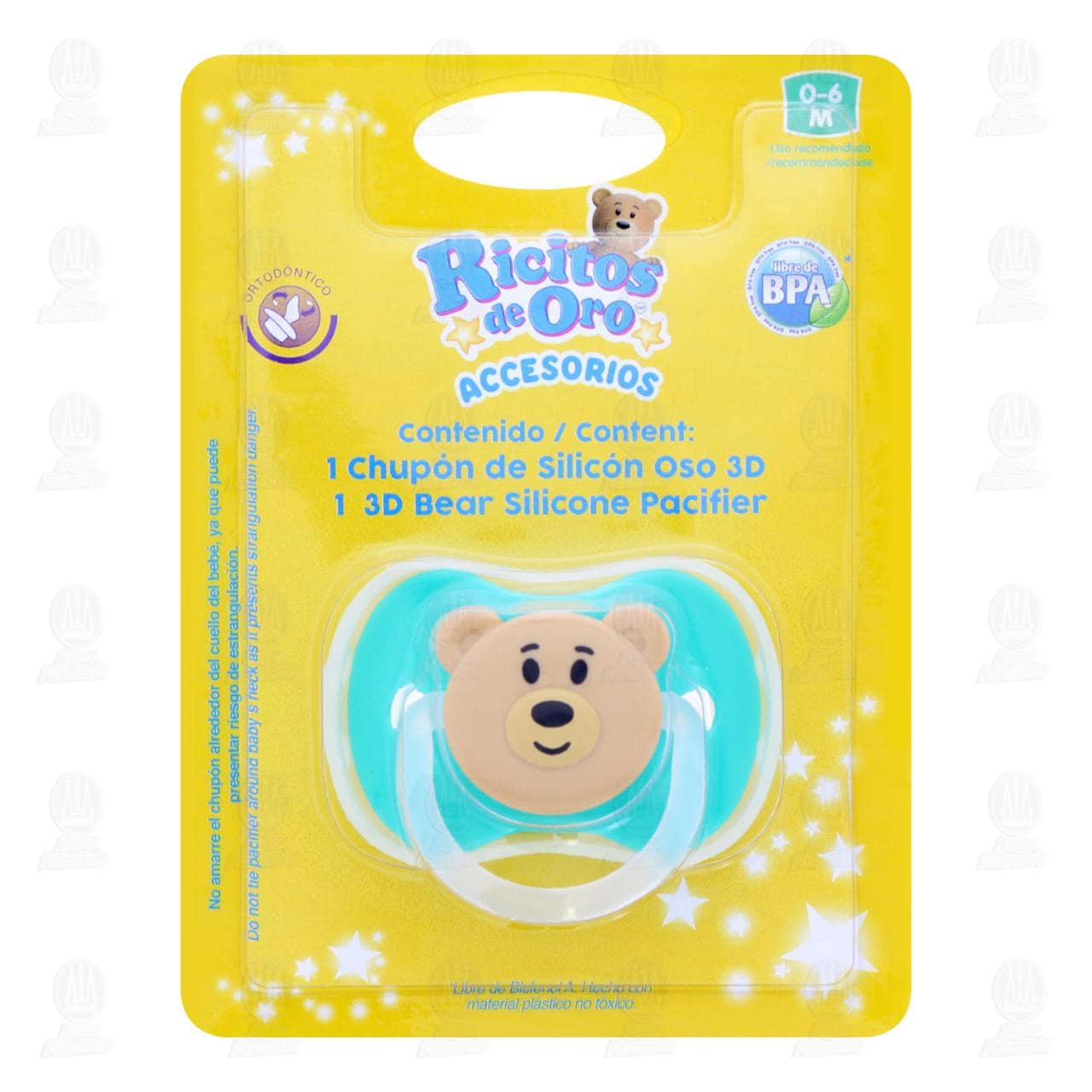 Chup&oacute;n de Silic&oacute;n Ricitos de Oro Oso 3D, 1 pz.