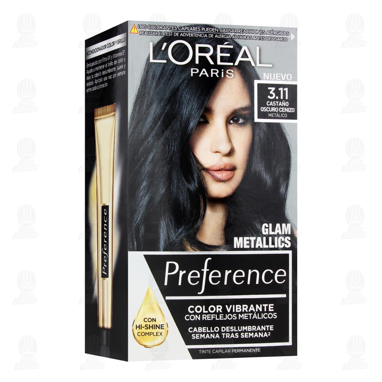 Imagen para Tinte Preference Glam Metallics Castaño Oscuro Cenizo (3.11), 4 pzas.
