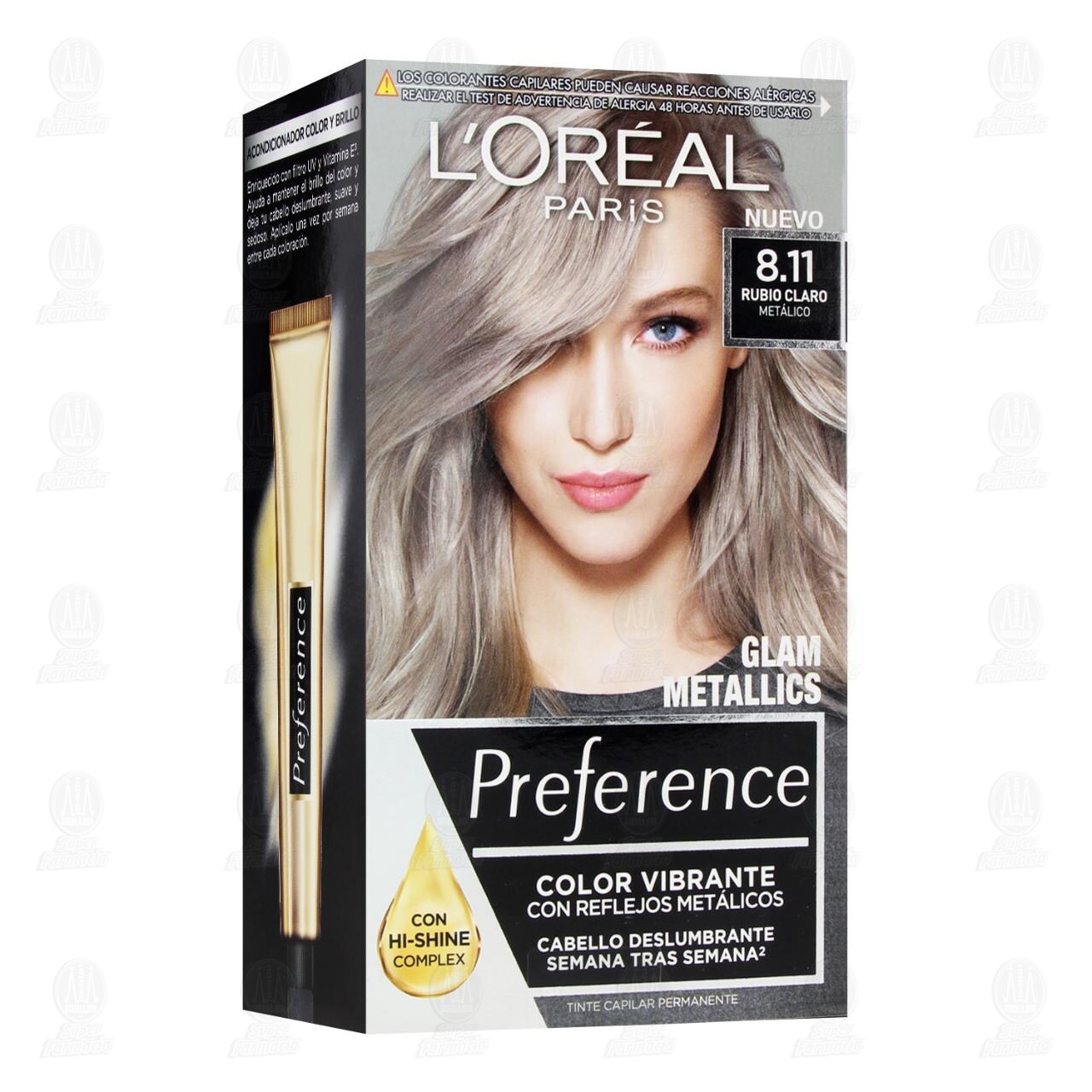 Tinte L'oreal Paris Preference Glam Metallics Color Rubio Claro (8.11), 1 pz. image number 0