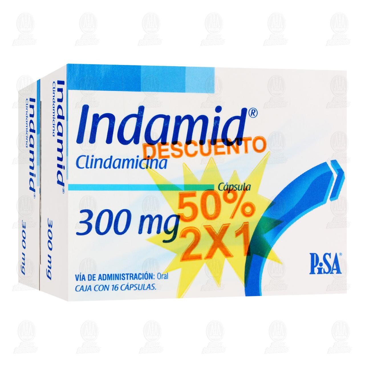 Indamid 300 mg, 2 Cajas con 16 C&aacute;psulas 2x1. image number 0