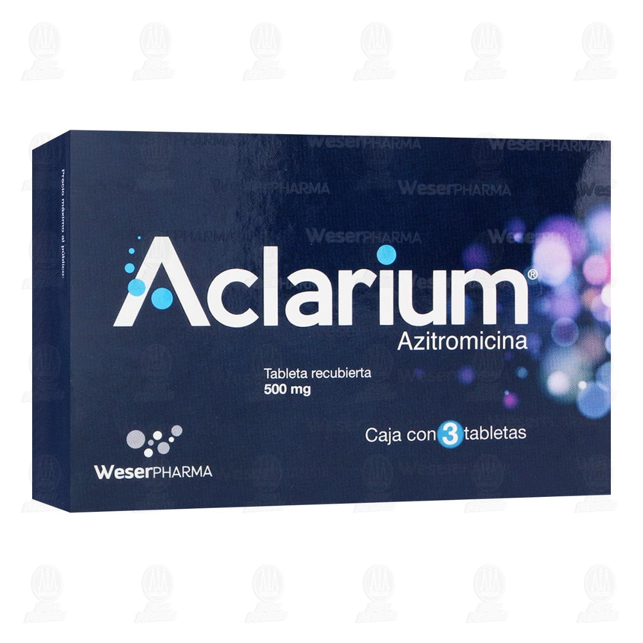 Aclarium 500 mg, 3 Tabletas. image number 0