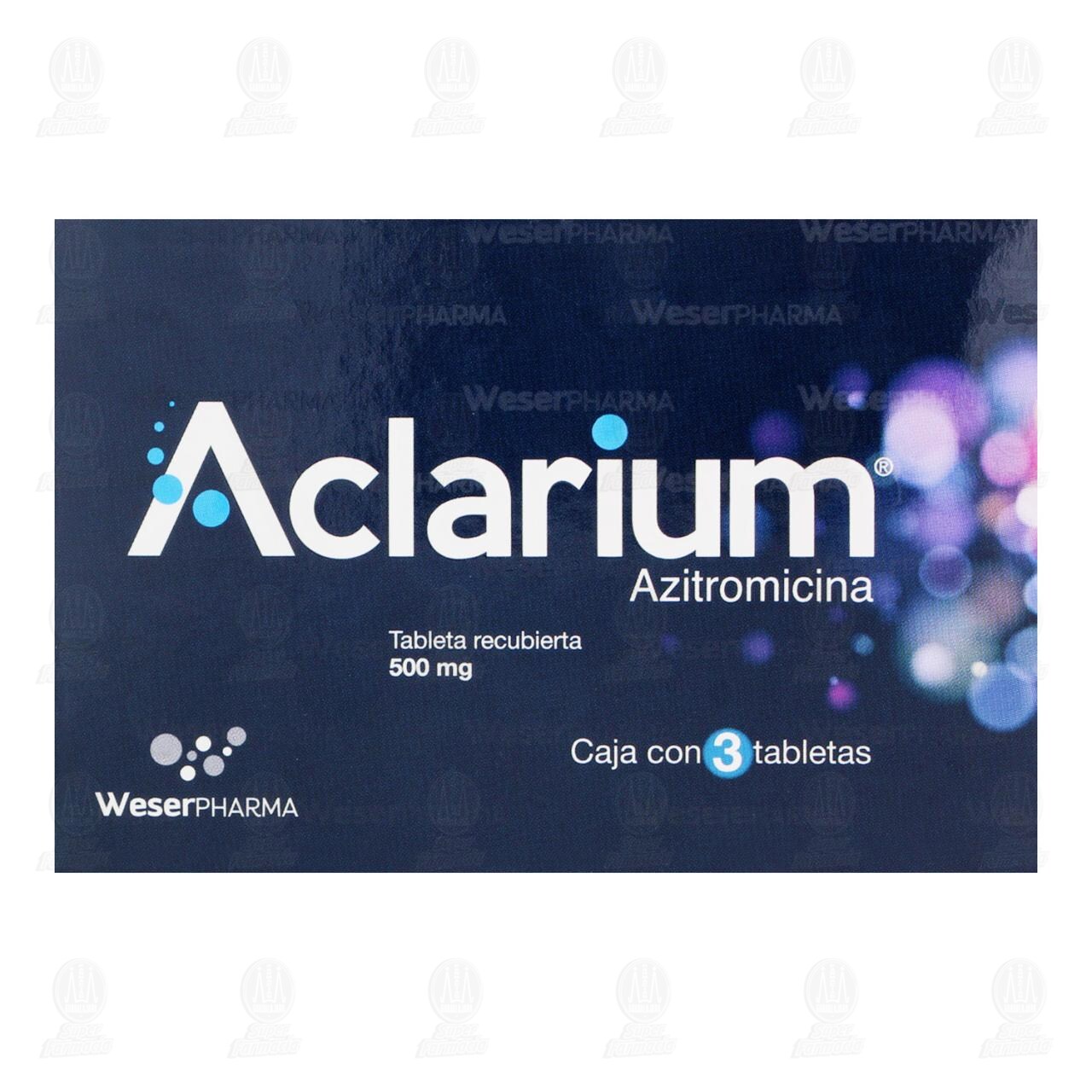 Aclarium 500 mg, 3 Tabletas. image number 1