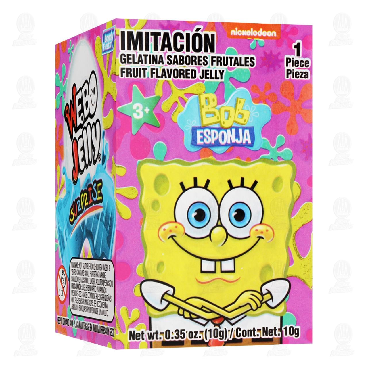 Imagen para Dulce Webo Jelly Bob Esponja con Gelatina de Sabores Frutales, 10 gr.