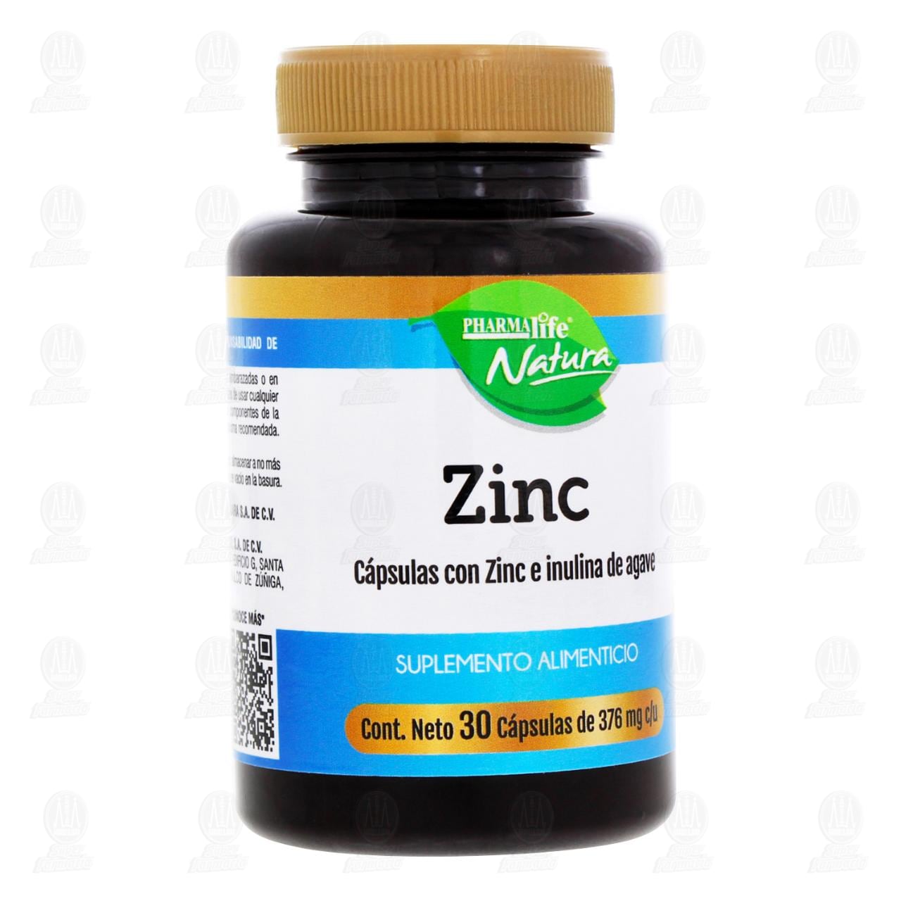 relajarse pandilla réplica Zinc 376 mg, 30 Cápsulas Pharmalife Natura.