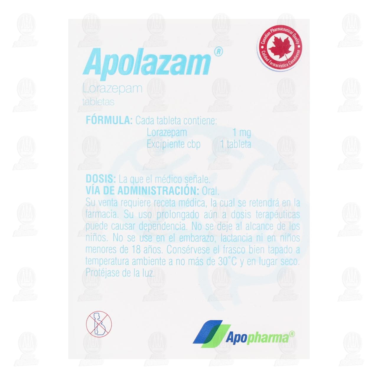 Apolazam 1 mg, 40 Tabletas. image number 2