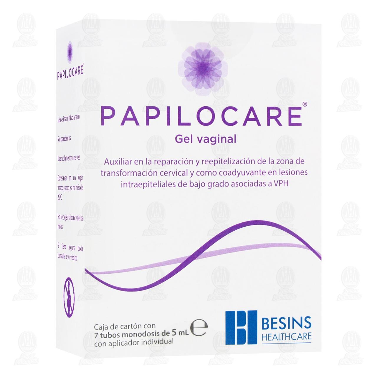 Gel Vaginal Papilocare, 7 Tubos de 5 ml c/u.