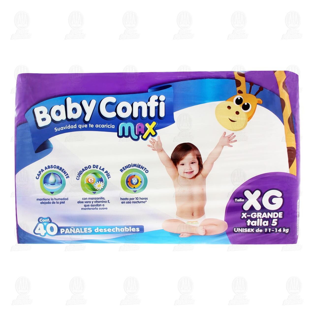 Pañales para bebé Baby Confi Max Unisex Talla X Grande, 40 pzas. image number 1