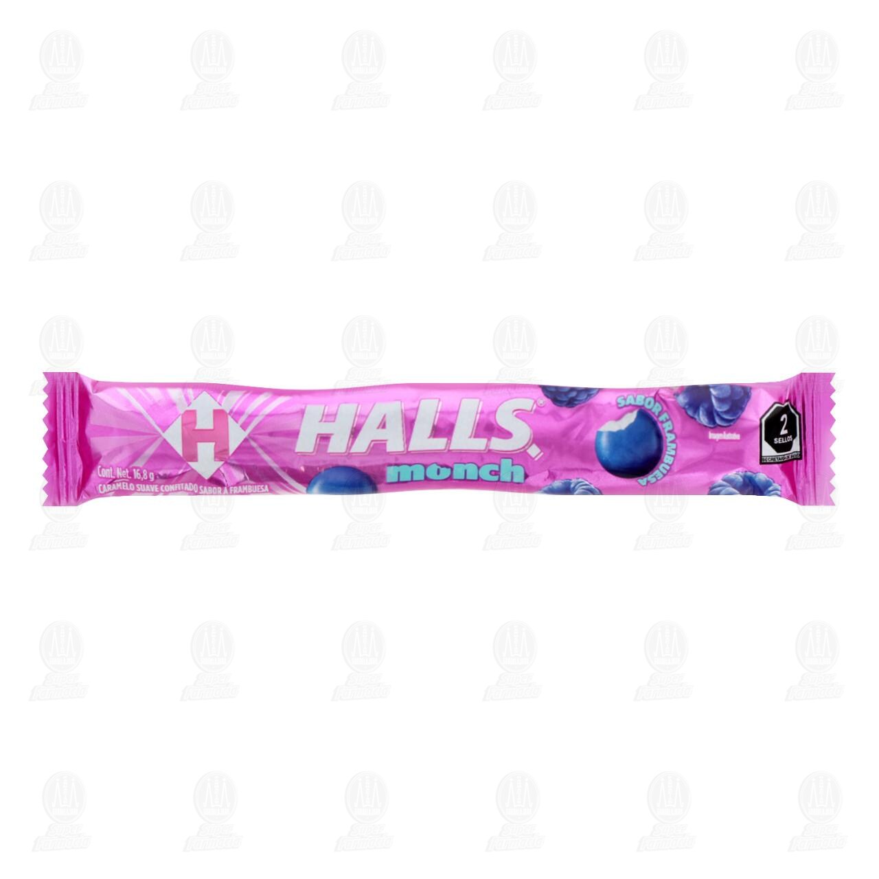Caramelo Halls Monch Suave Confitado Sabor Frambuesa, 16.8g