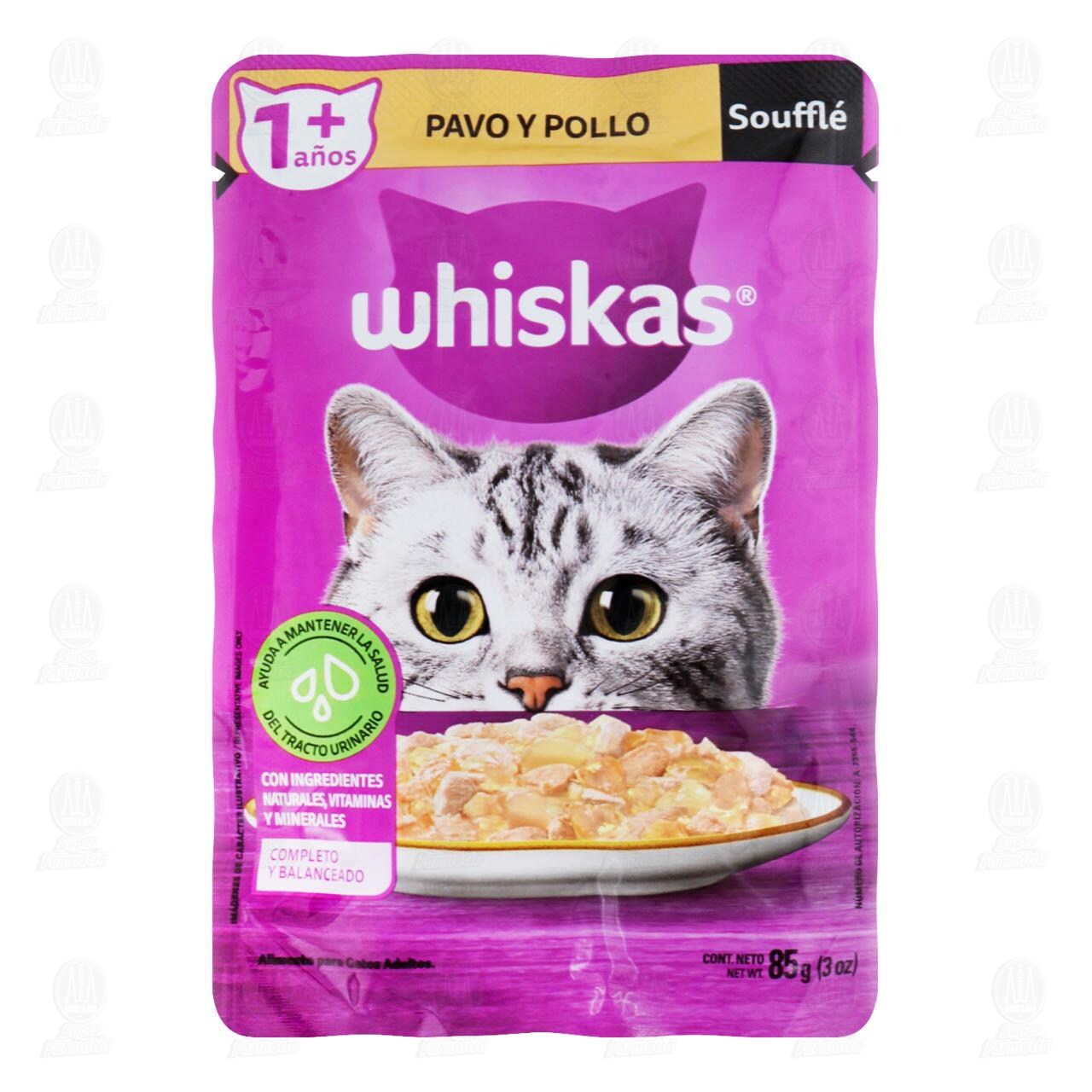 Soufflé con Pavo y Pollo Whiskas para Gatos Adultos, 85 gr.