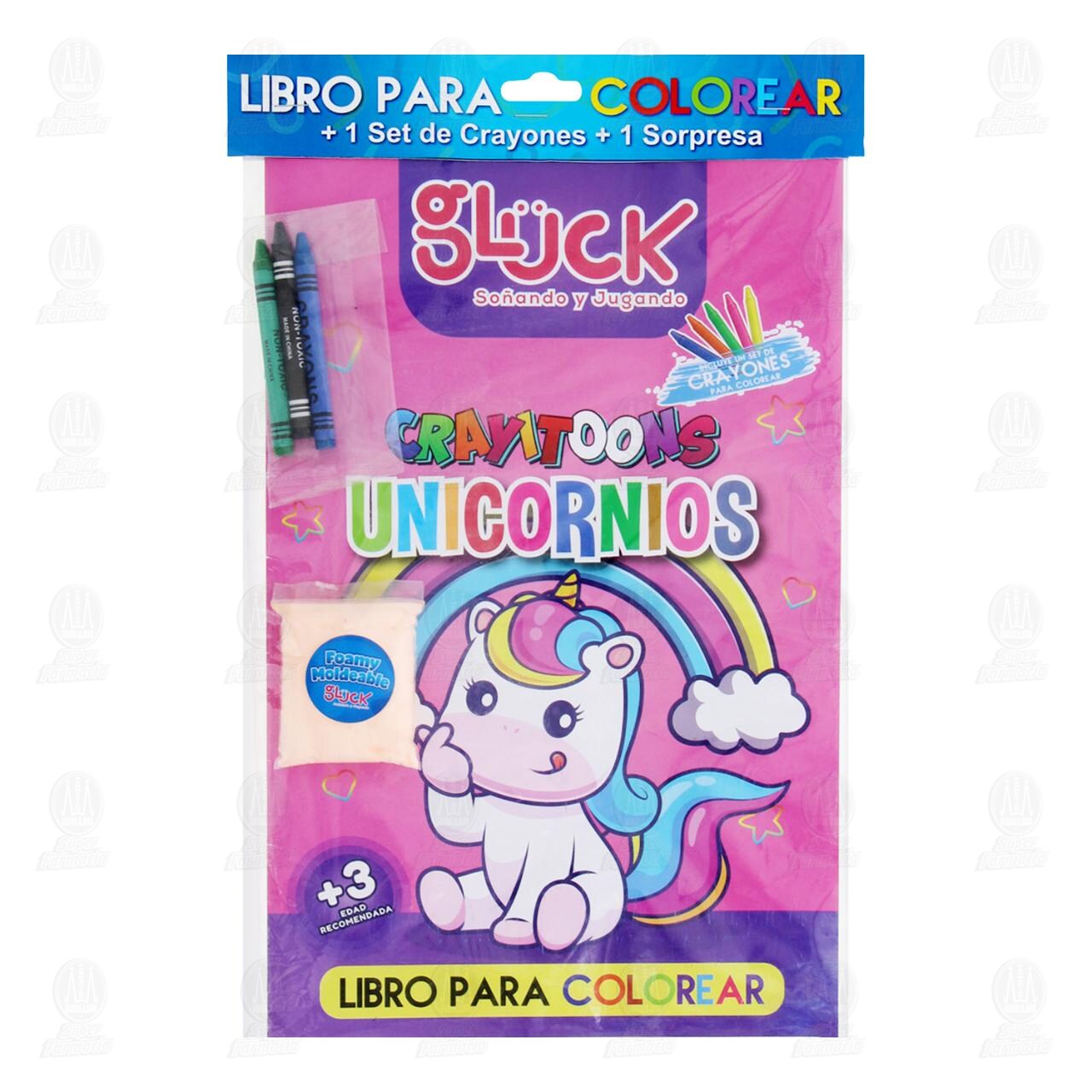 Pack Libro Colorear Gluck Crayitoons Diferentes Modelos + 1 Set de Crayones + 1 Sorpresa, 3 pzas.