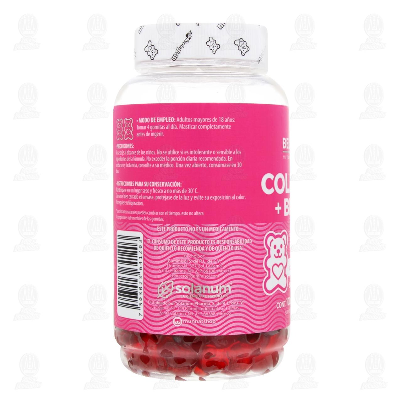 Col&aacute;geno + Biotina Belabear Sabor Fresa, 100 Gomitas. image number 2