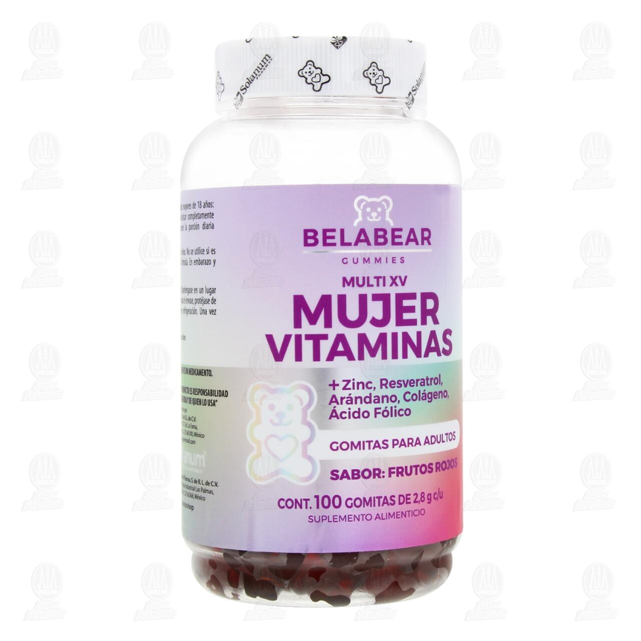 Vitaminas Multi XV Belabear Sabor Frutos Rojos, 100 Gomitas.
