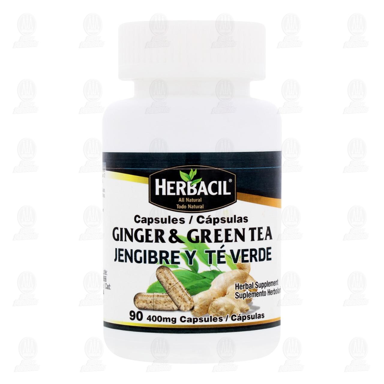 Herbacil Jengibre y T&eacute; Verde, 90 C&aacute;psulas. image number 1