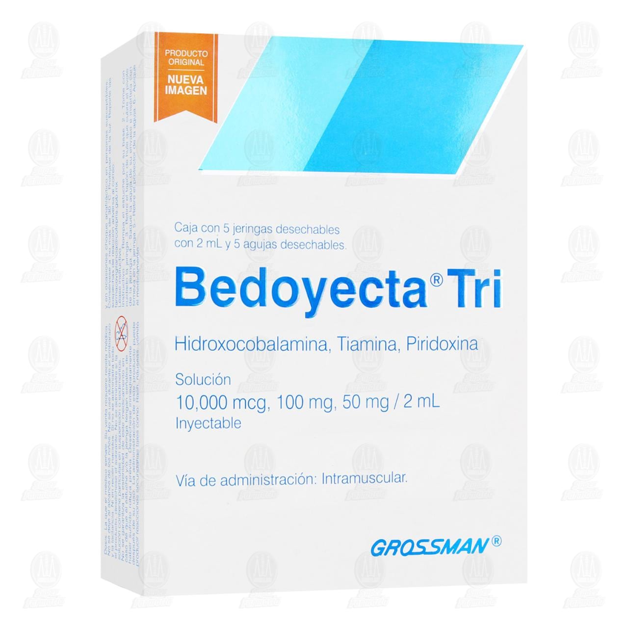 Bedoyecta Tri 10,000mcg, 100mg, 50mg/2ml Solución Inyectable, 5 Jeringas con 2 ml c/u. image number 0