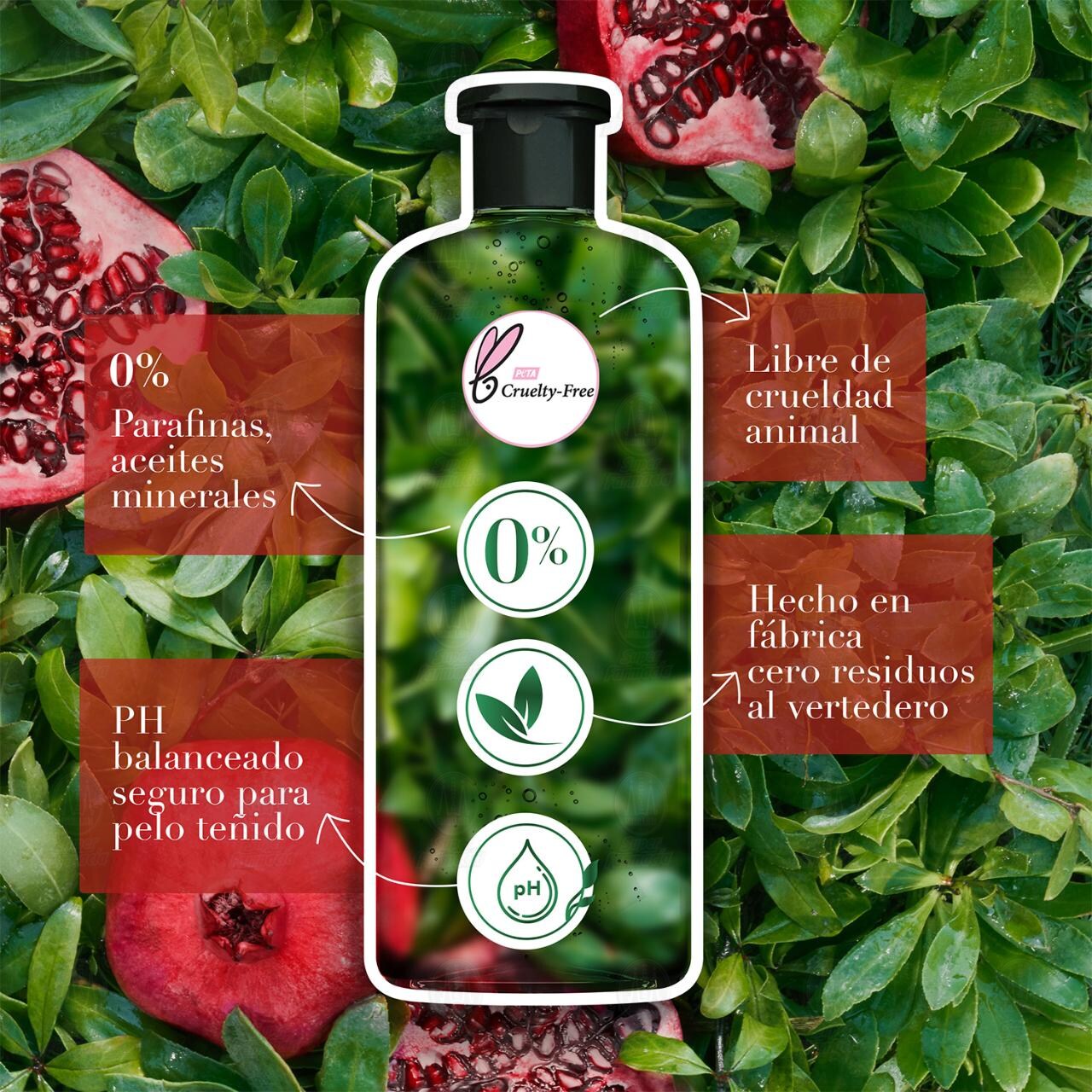 Shampoo Herbal Essences Pelo Largo Granada y Proteína Vegana, 400 ml. image number 4