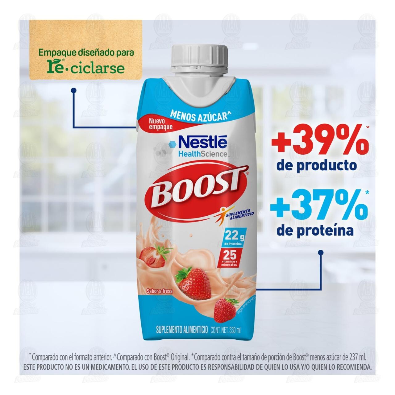 Suplemento Alimenticio Boost Menos Azúcar Sabor a Fresa, 330 ml. image number 3