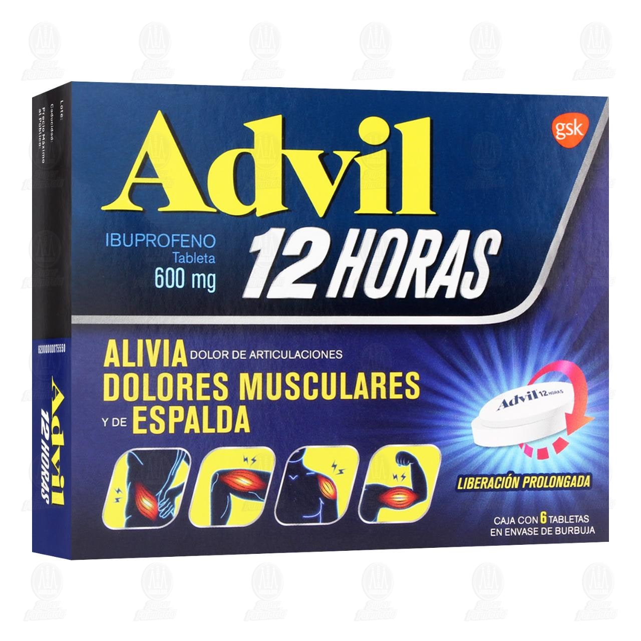 Advil 12 Horas 600 mg, 6 Tabletas. image number 0