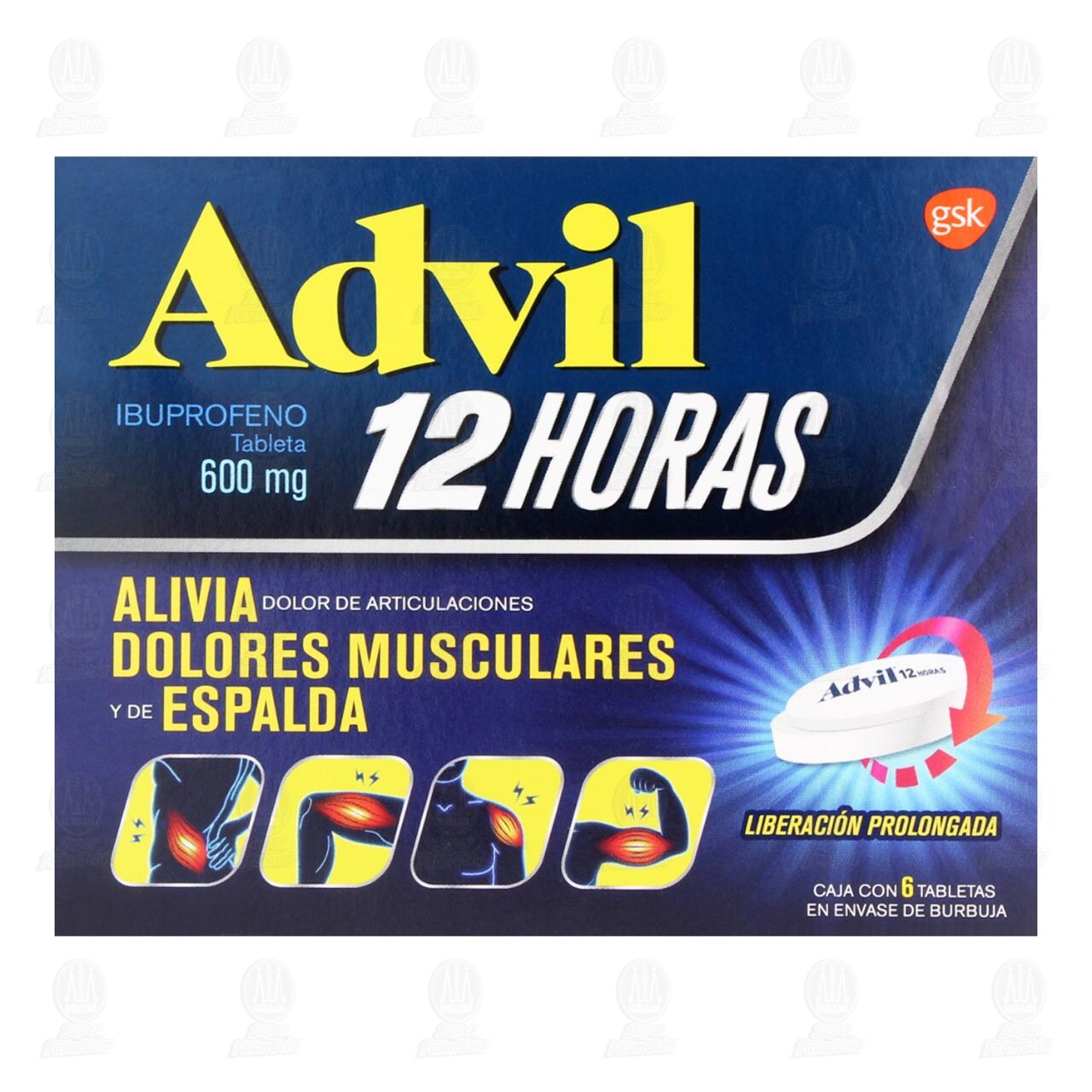 Advil 12 Horas 600 mg, 6 Tabletas. image number 1