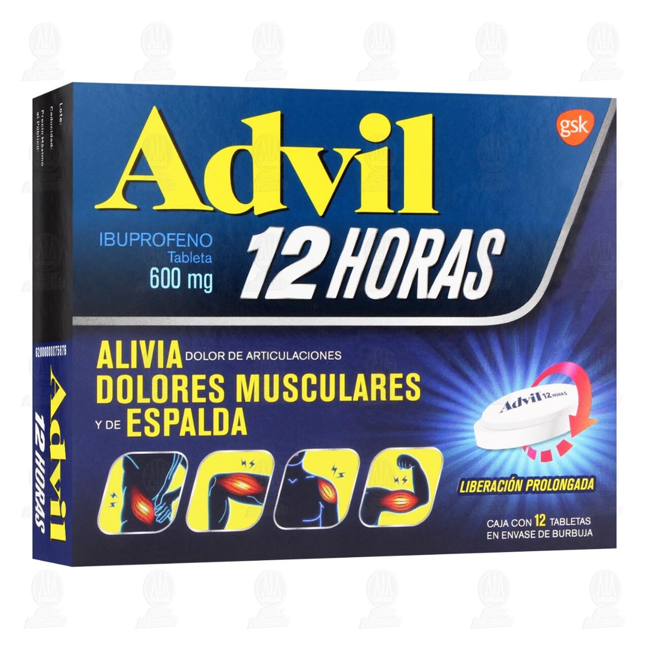 Advil 12 Horas 600 mg, 12 Tabletas.