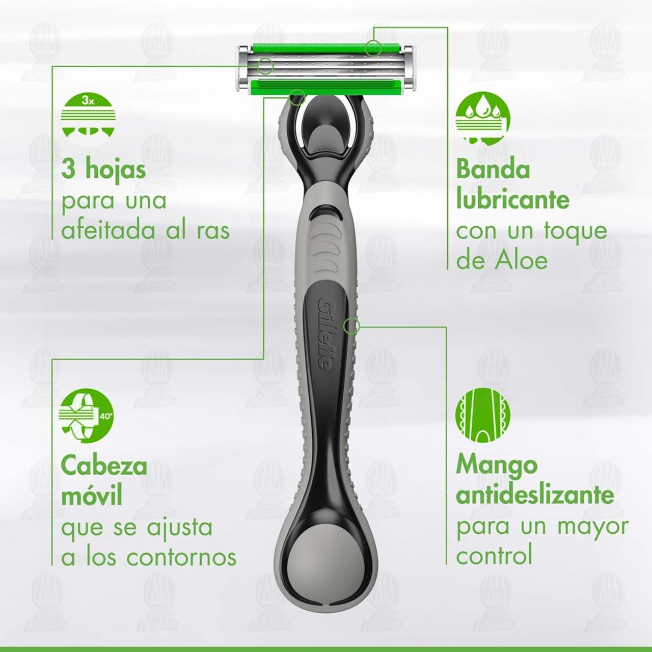 M&aacute;quina para Afeitar Gillette Sensor 3 Sensitive, 5 pzas. image number 2