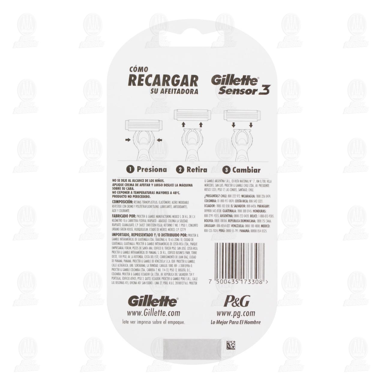 M&aacute;quina para Afeitar Gillette Sensor 3 Sensitive, 5 pzas. image number 1