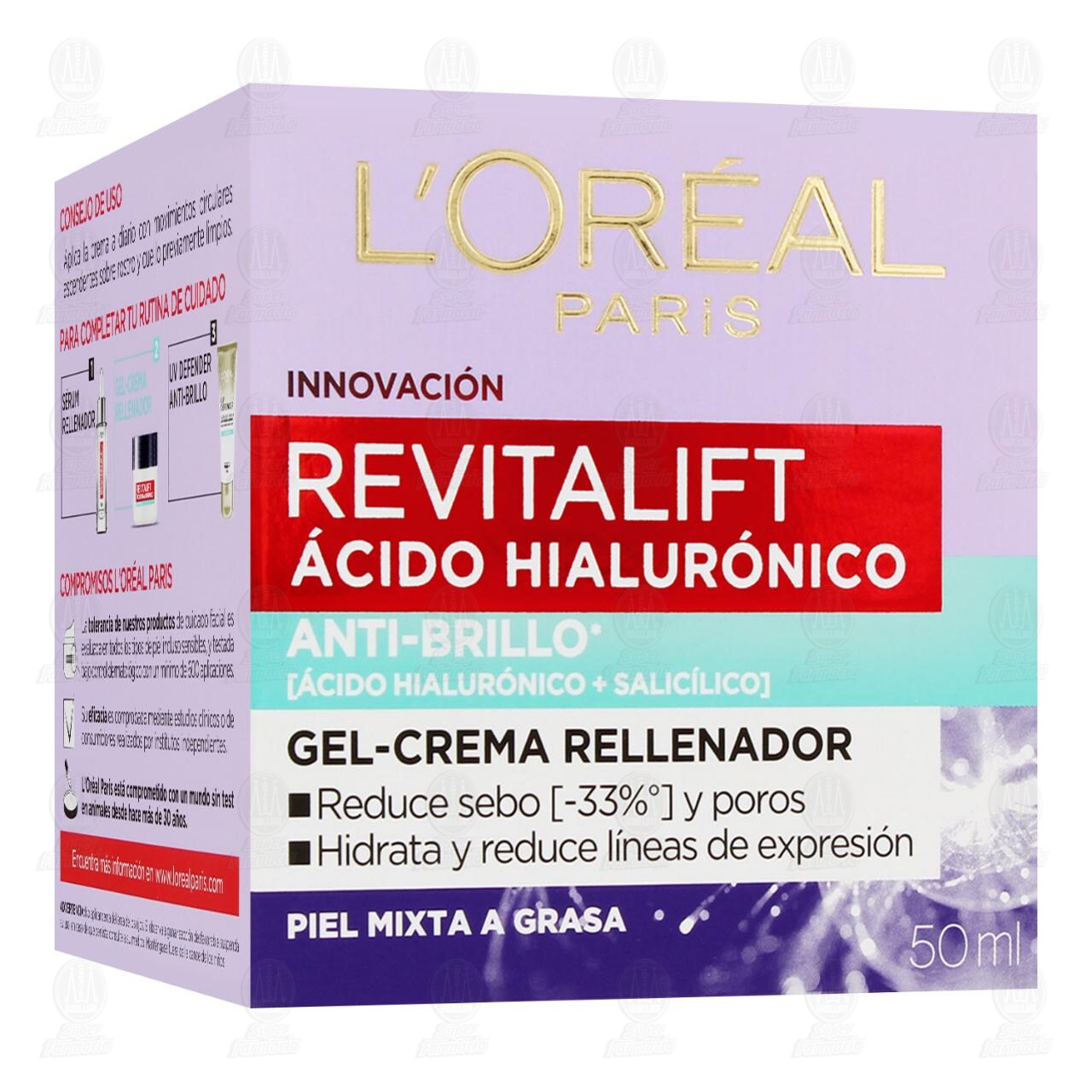 Crema Facial L&acute;Oreal Revitalift &Aacute;cido Hialur&oacute;nico Anti-Brillo, 50 ml. image number 0