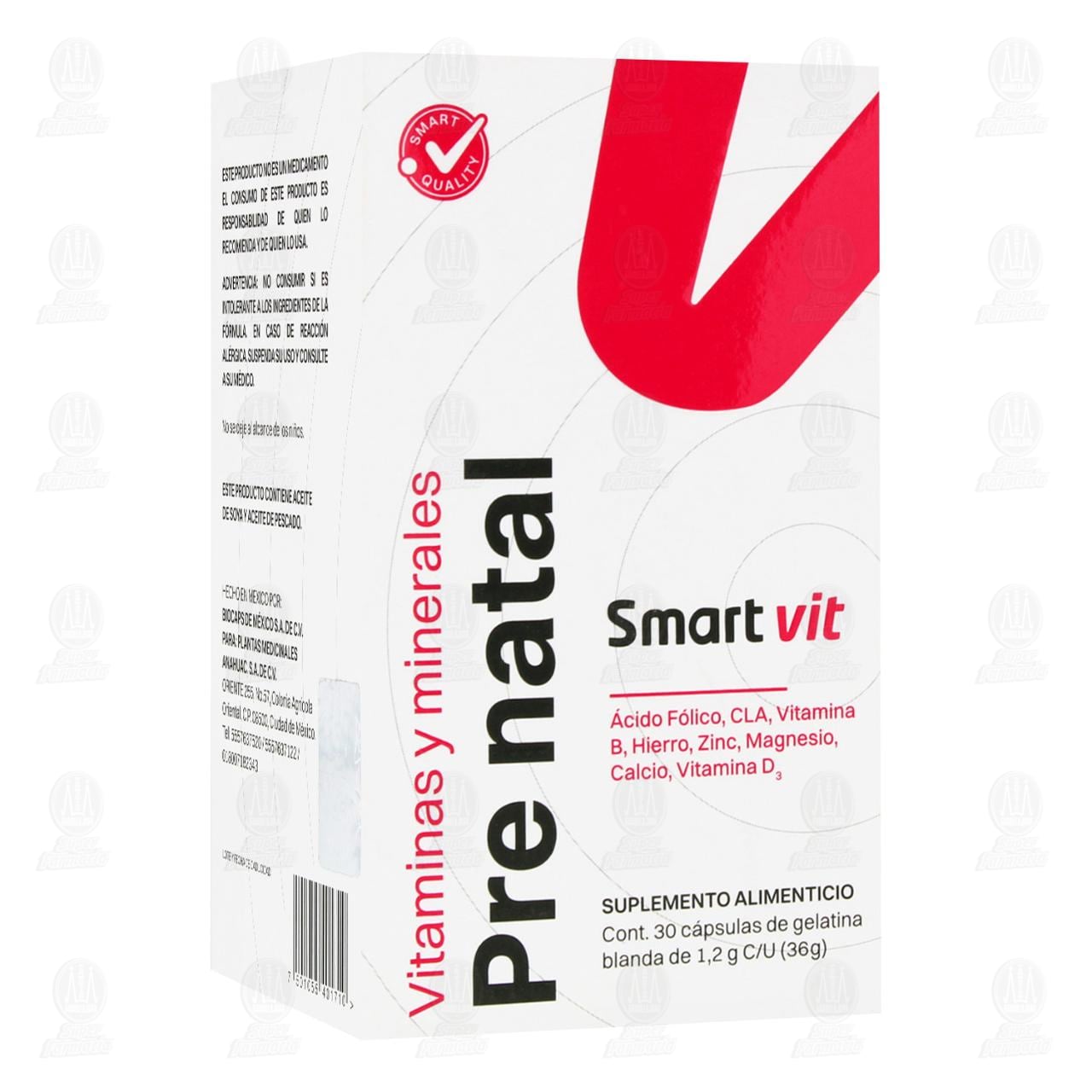 Smart Vit Pre Natal Suplemento Alimenticio 36 gr, 30 C&aacute;psulas. image number 0