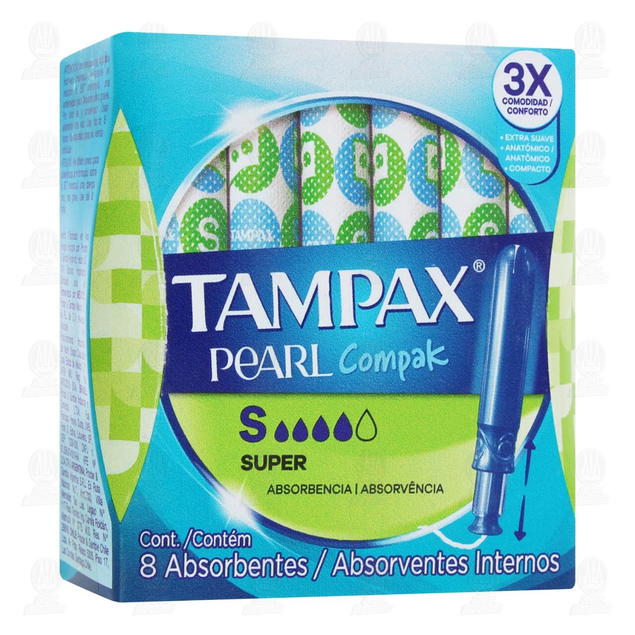 Tamp&oacute;n Tampax Pearl Compack S&uacute;per Absorbencia, 8 pzas. image number 0