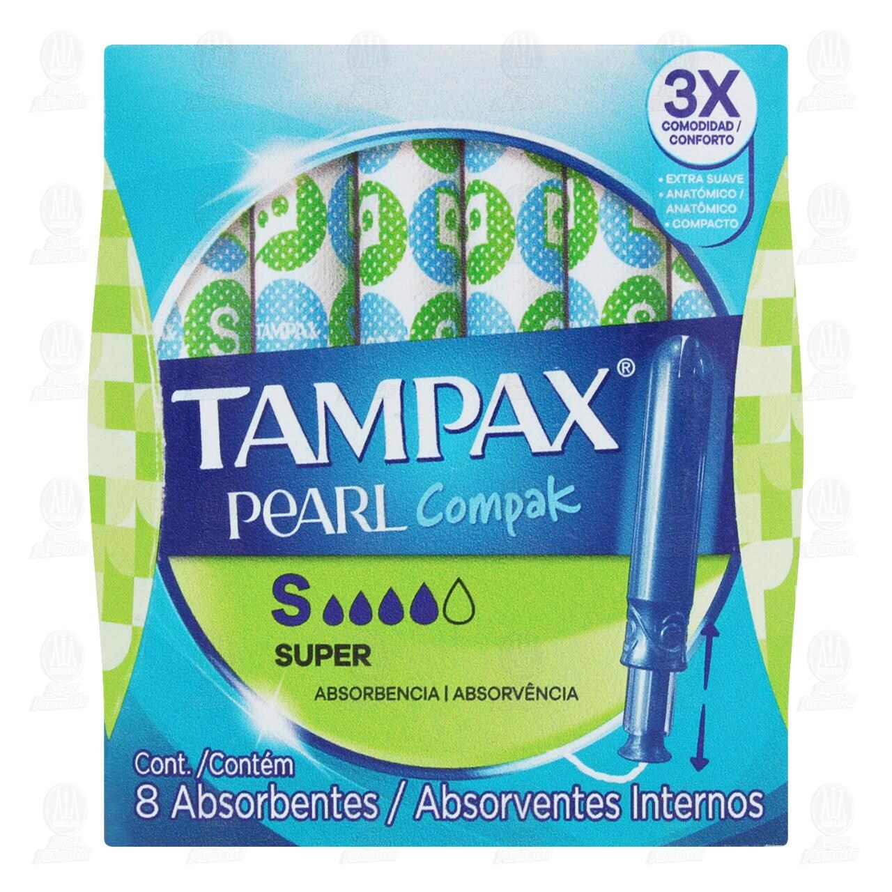Tamp&oacute;n Tampax Pearl Compack S&uacute;per Absorbencia, 8 pzas. image number 1