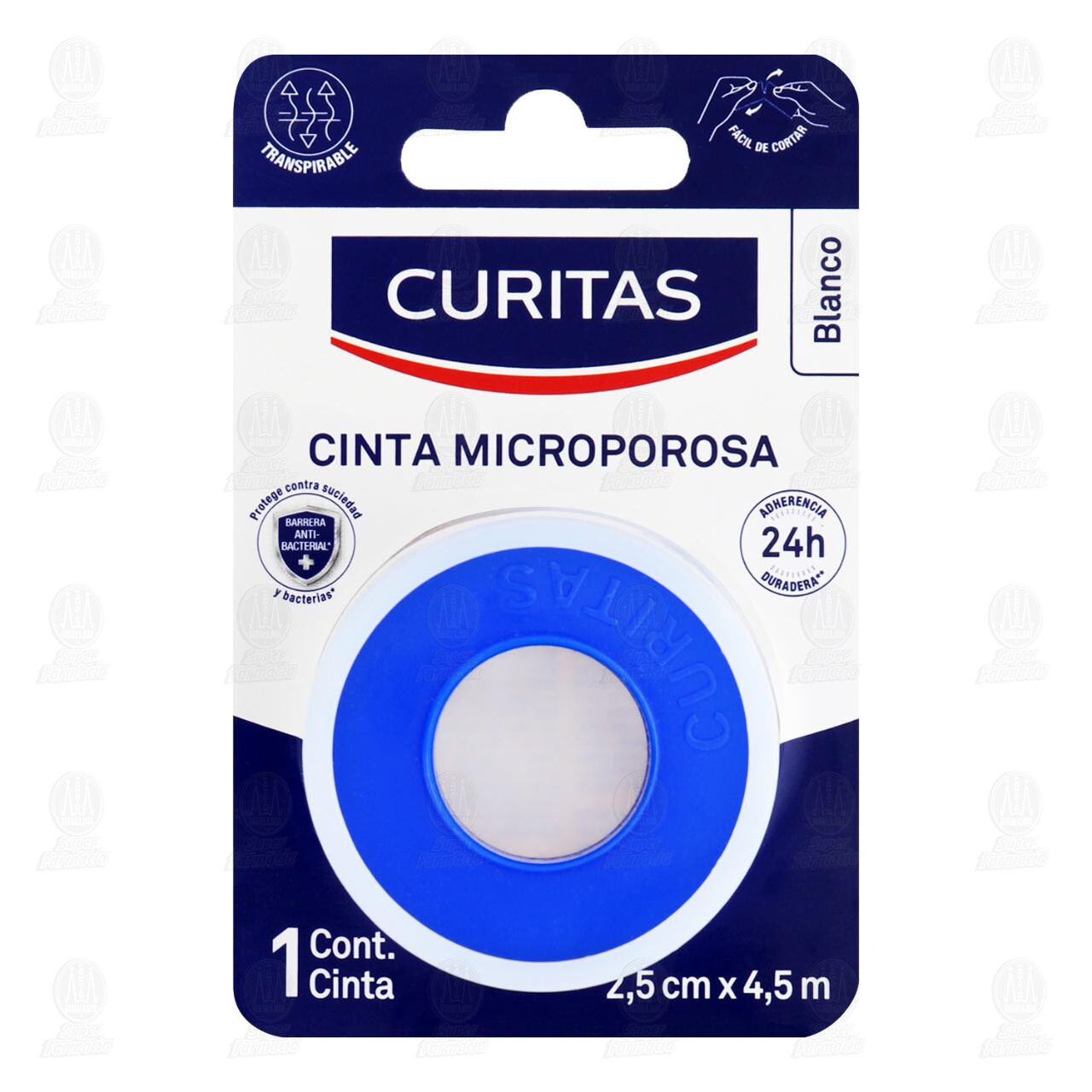 Cinta Microporosa Curitas Color Blanco 2.5cm x 4.5m, 1 pz. image number 0