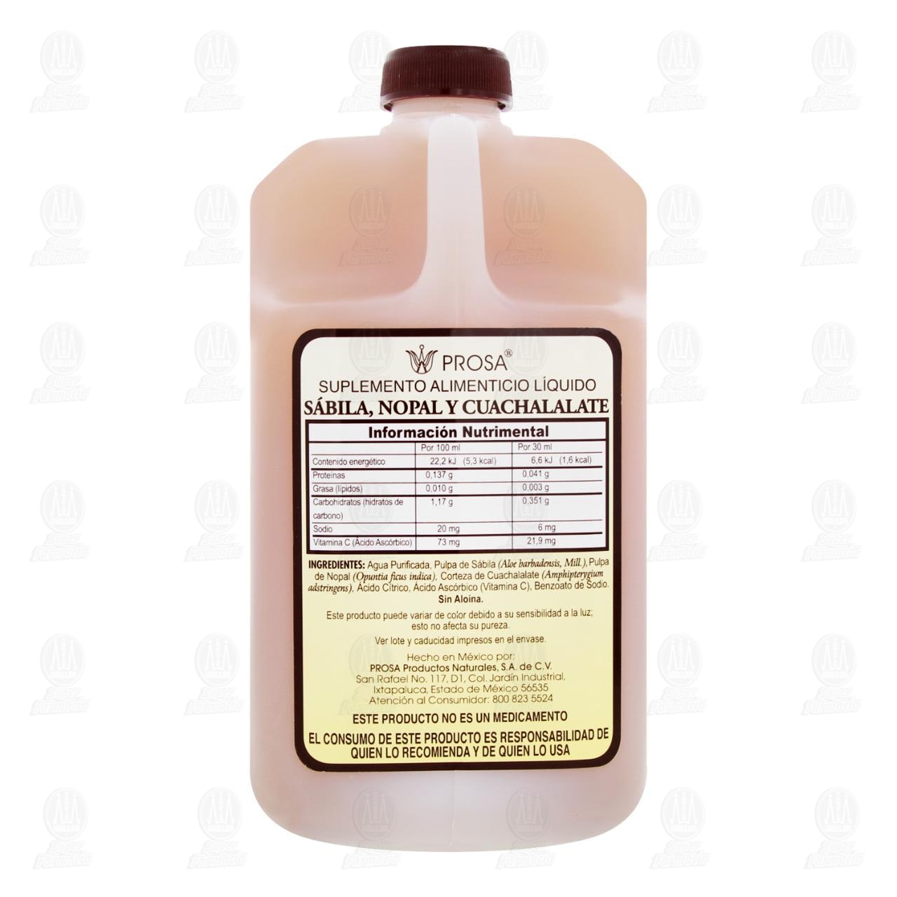 Suplemento Alimenticio Prosa S&aacute;bila, Nopal y Cuachalalate, 1 l. image number 2