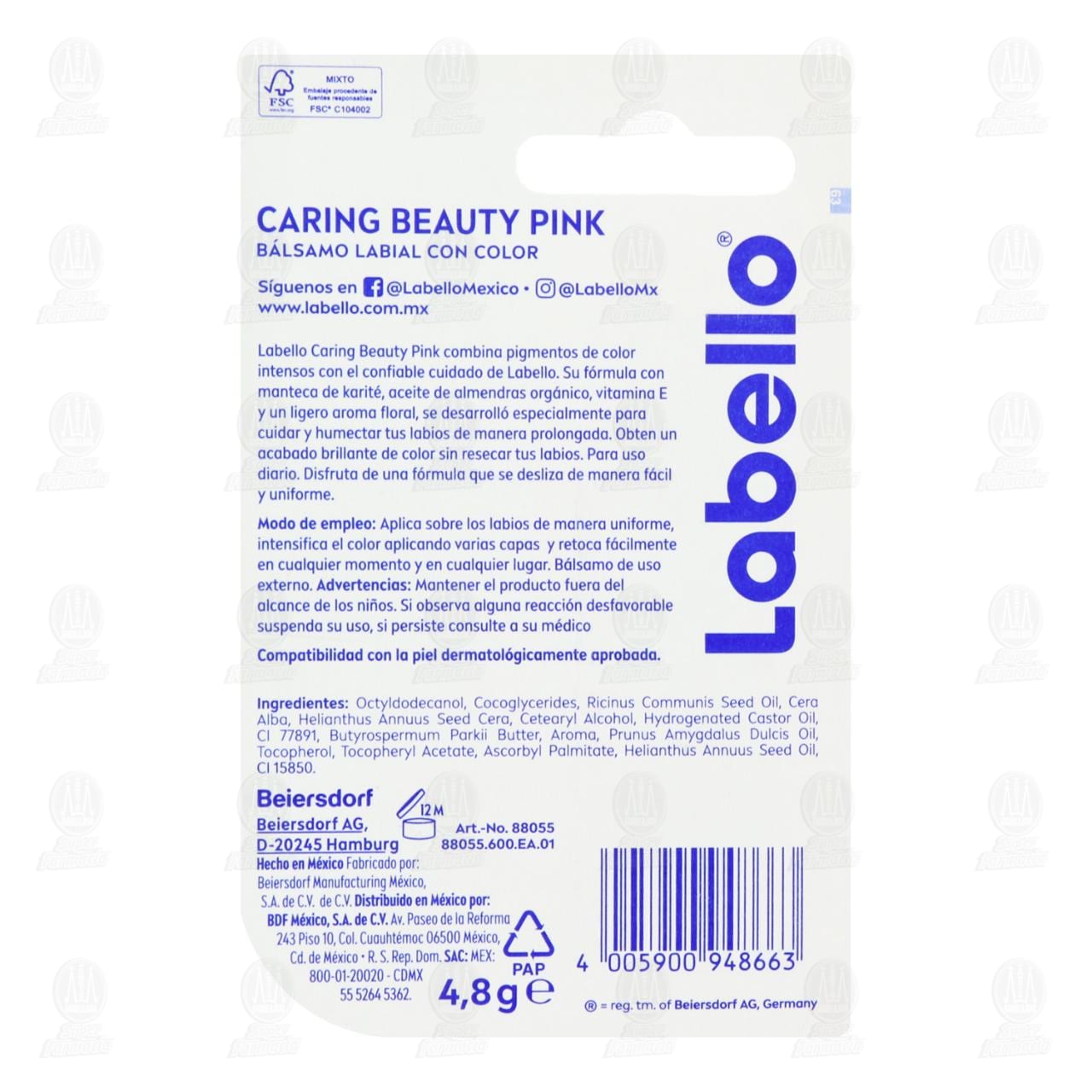 Balsamo Labello 2 en 1 Caring Beauty Pink, 4.8 gr. image number 1