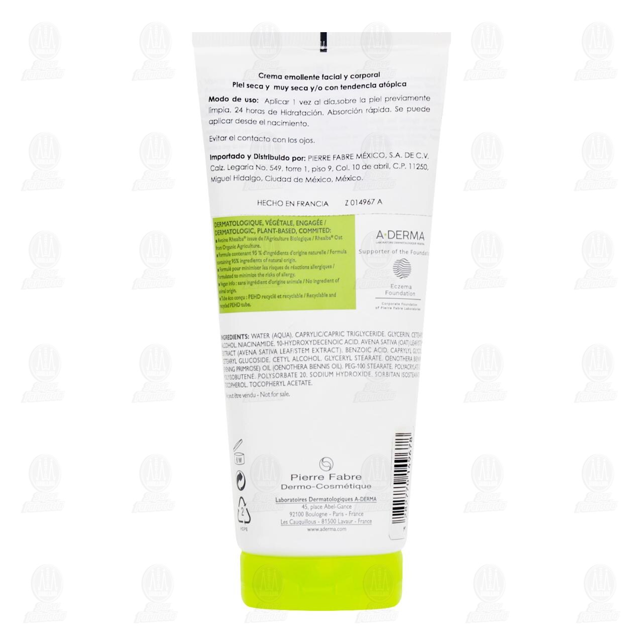 Crema Emoliente A-Derma Exomega Control, 200 ml. image number 1