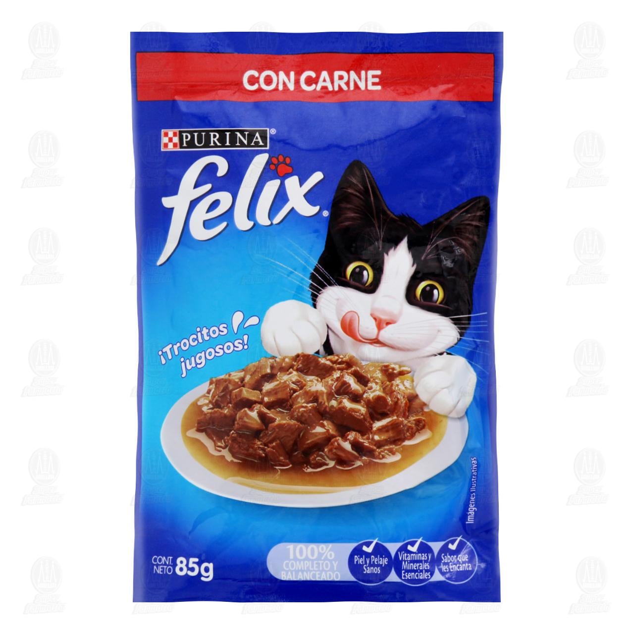 Alimento para Gato Felix Purina con Carne, 85 gr.