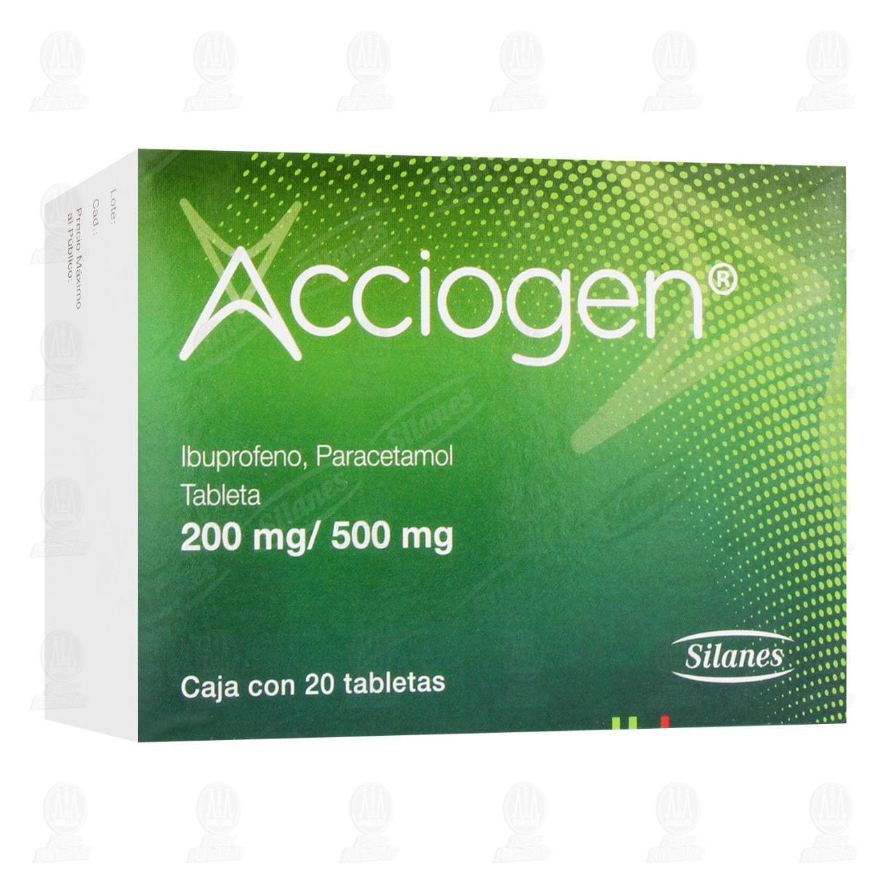 Acciogen 200mg/500mg,  20 Tabletas. image number 0